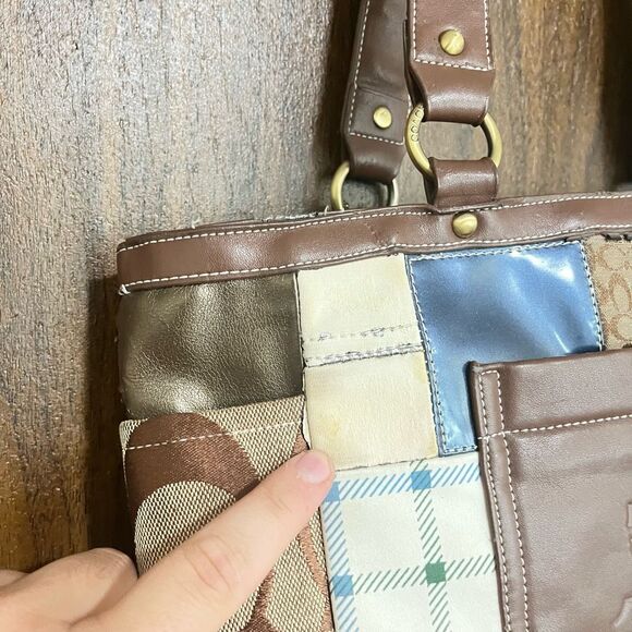 Coach Womens Patchwork Limited Edition Tote Shoulder Bag Multi-Color Size Medium - Picture 4 of 11